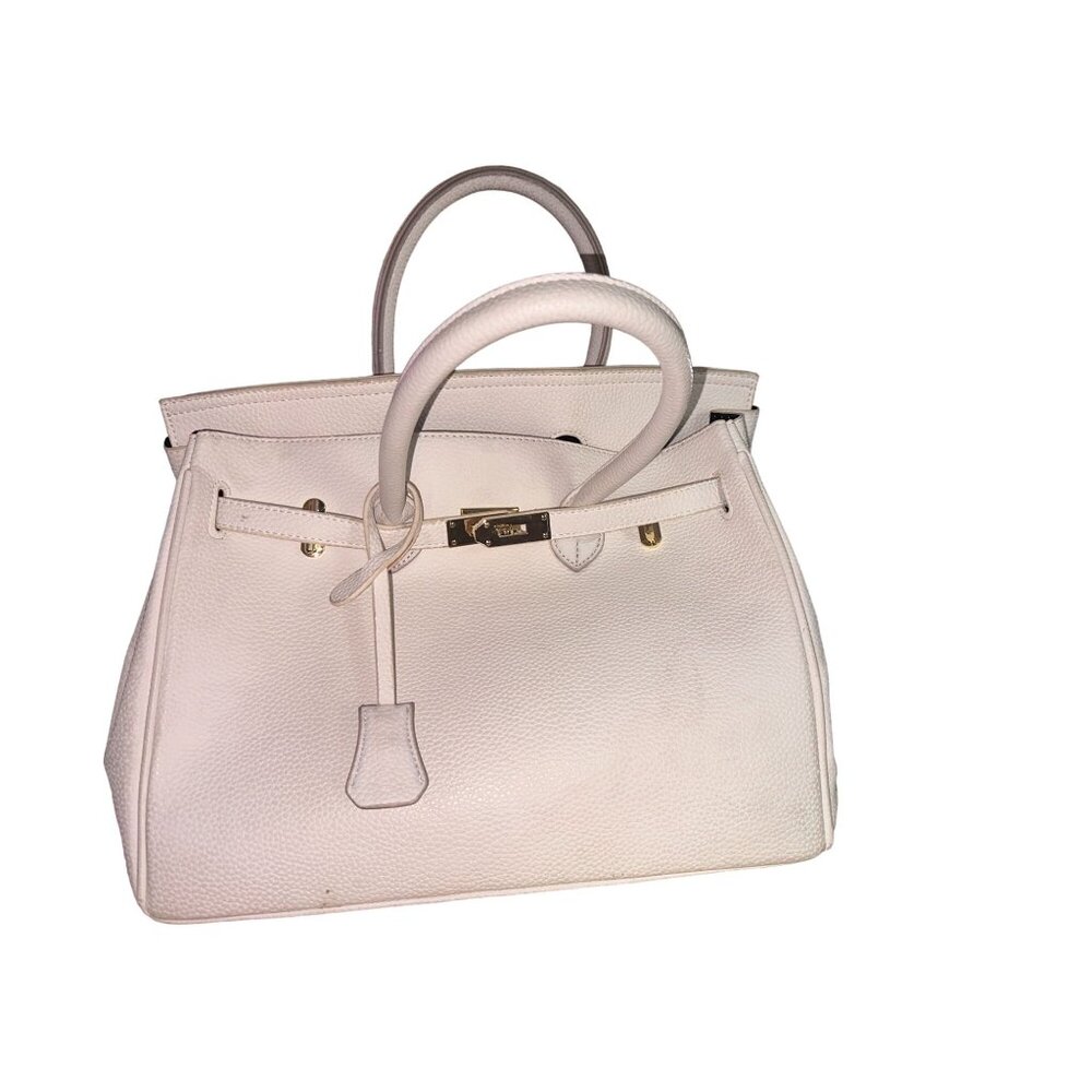 Designer White Large Purse Vintage Classy Gold Like New